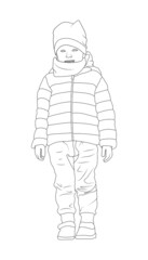 Fototapeta na wymiar Child boy in winter clothes vector illustration.