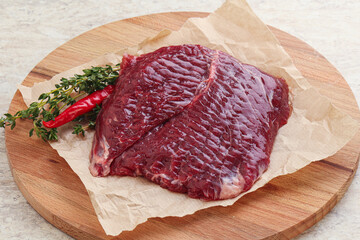 Raw beef machete steak for grill