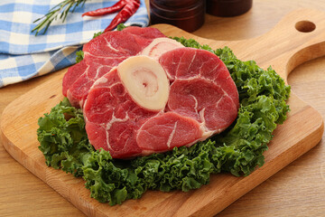 Raw ossobuco beef meat for cooking