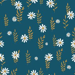 Seamless Pattern Background with Simple Flower Design Elements. Illustration