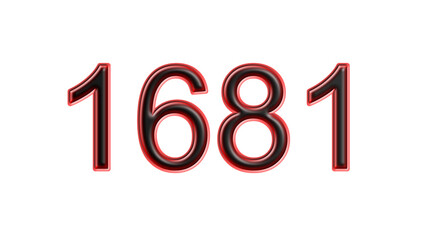 red 1681 number 3d effect white background