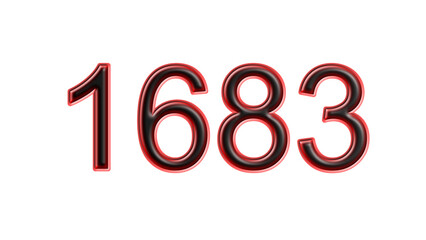 red 1683 number 3d effect white background