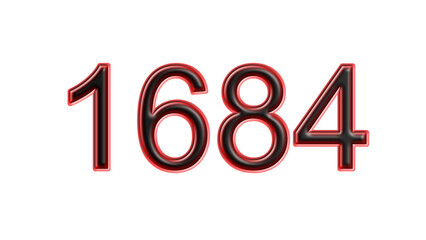 red 1684 number 3d effect white background