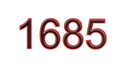 red 1685 number 3d effect white background