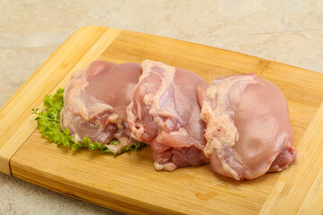 Raw chicken boneless and skinless leg