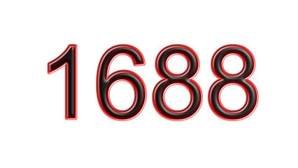 red 1688 number 3d effect white background