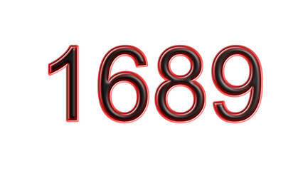 red 1689 number 3d effect white background