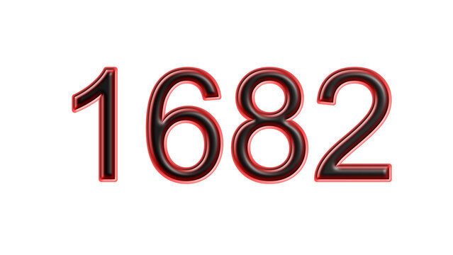 red 1682 number 3d effect white background