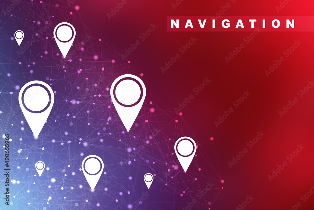 Poster 2d rendering Red map pointer
