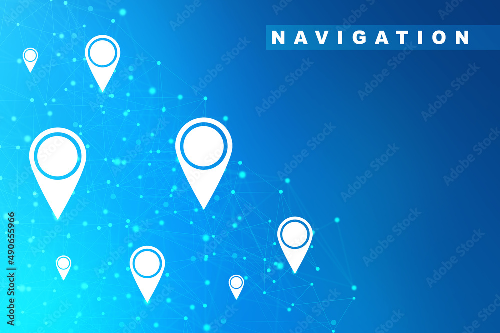 Poster 2d rendering Red map pointer

