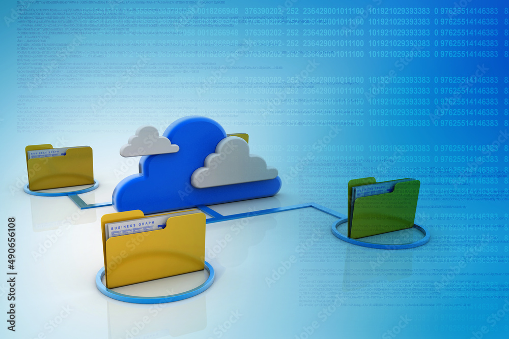 Poster 3d rendering cloud folder network