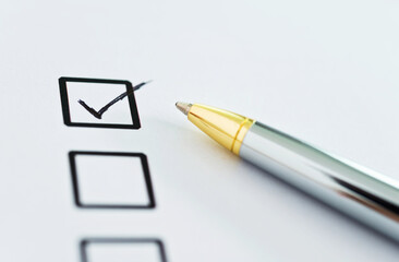 Checklist marked with a pen