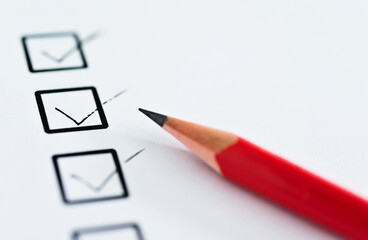 Checklist marked with a pencil