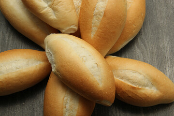 Fresh, delicious, fluffy, hot, freshly made Mexican bolillo, white, French or loaf bread. Popular and economical made with wheat flour
