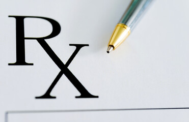 Closeup of pen on medical prescription