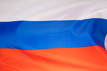 Satin texture of curved flag of Russia