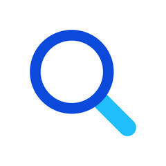 Magnifying glass icon vector graphic illustration in blue