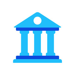 Institution building icon vector graphic illustration in blue