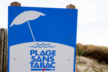 plage sans tabac french text means No smoking sign on the beach smoke free zone Tobacco and...