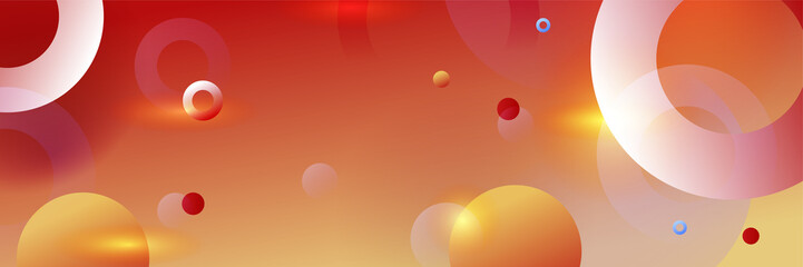 Modern abstract dark red banner background. Gradient circle light orange colorful Abstract wide banner design background
