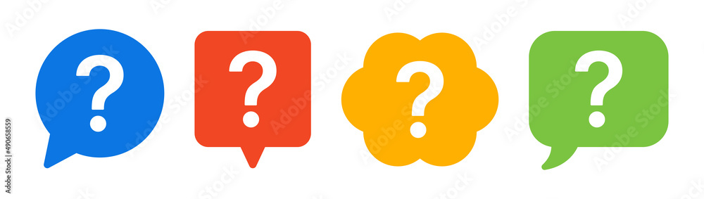 Aufkleber question mark icon set in colorful design. chat question isolated on white background.