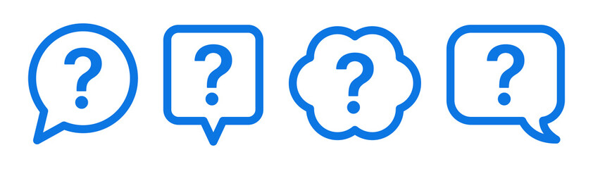 Question mark on speech bubble icon set. Help, FAQ icon. Vector illustration