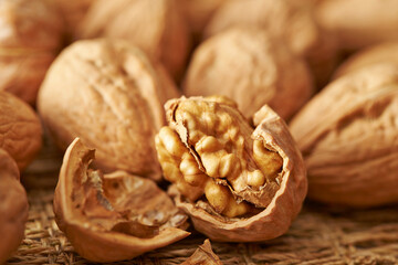 Close up of peeled walnuts