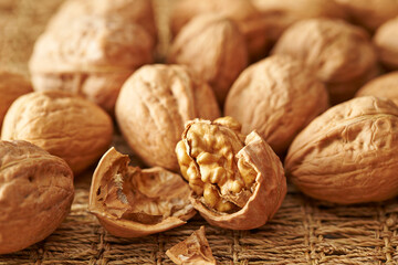 Close up of peeled walnuts