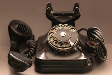 Retro, old black dial vinyl phone