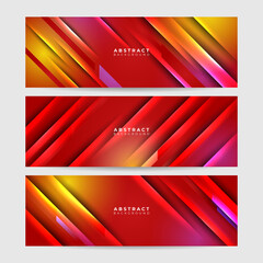 Modern abstract dark red orange yellow banner background. Set of Gradient light red yellow colorful Abstract wide banner design background