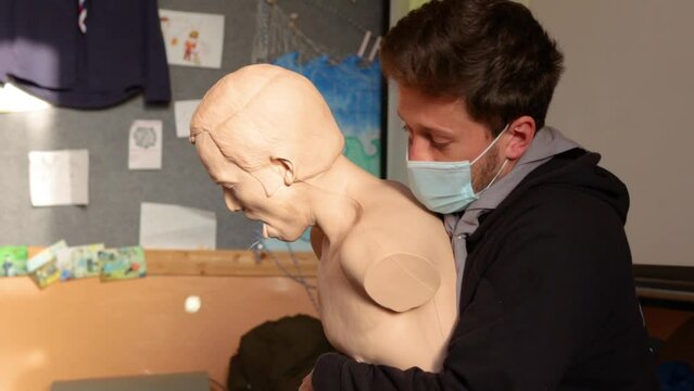 Demostration of what to do when a person is choking