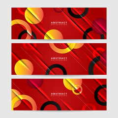 Fototapeta premium Modern abstract dark red orange yellow banner background. Set of Gradient circle light red and yellow colorful Abstract wide banner design background
