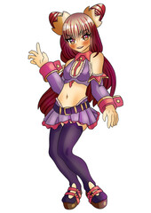 Cute anime manga girl with brown hair sticker	
