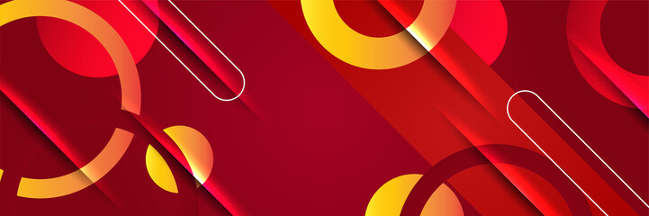 Fototapeta na wymiar Modern abstract dark red orange yellow banner background. Gradient circle light red and yellow colorful Abstract wide banner design background