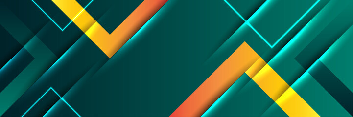 Modern abstract dark green orange banner background. Vector abstract graphic design banner pattern background template.