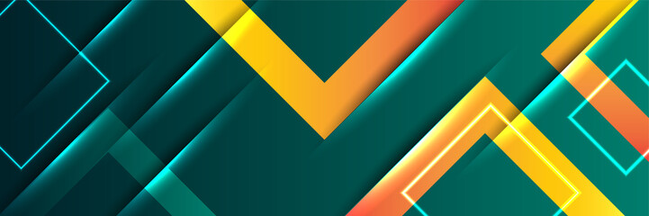 Modern abstract dark green orange banner background. Vector abstract graphic design banner pattern background template.