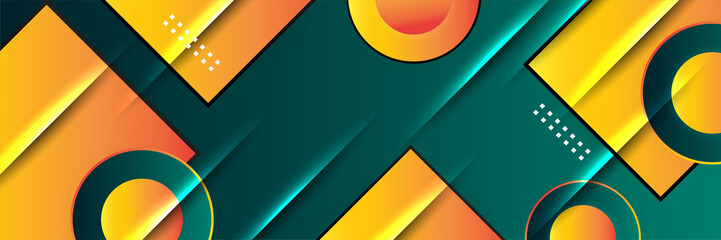 Modern abstract dark green orange banner background. Vector abstract graphic design banner pattern background template.