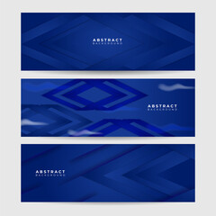 Set of modern abstract dark blue banner background. Vector illustration template with pattern. Design for technology, business, corporate, institution, party, festive, seminar, and talks.