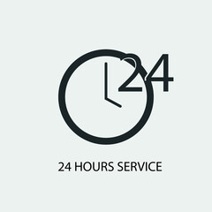 24 hour service vector icon illustration sign