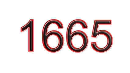 red 1665 number 3d effect white background