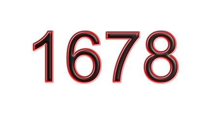 red 1678 number 3d effect white background