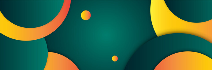 Modern abstract dark green orange banner background. Vector abstract graphic design banner pattern background template.