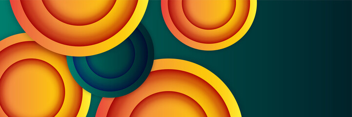 Modern abstract dark green orange banner background. Vector abstract graphic design banner pattern background template.