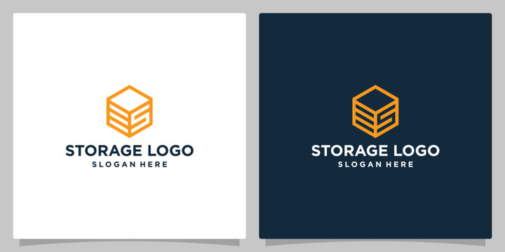 S letter and box logo concept. Logistic or storage logo. Premium Vector