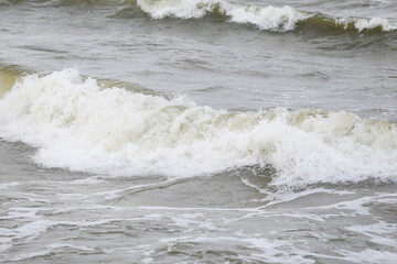 close up baltic sea water vawes texture details near baltic shore.