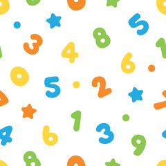 Colorful and playful numbers seamless pattern background. Perfect for nursery, kids playroom and classroom.