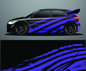 Obraz na płótnie Canvas Rally car decal graphic wrap vector, abstract background 