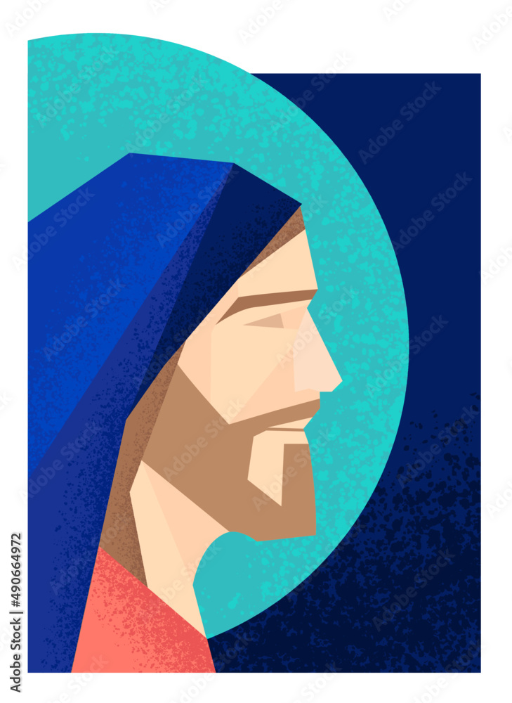 Wall mural Jesus Portrait Illustration, Jesus face smiling, Jesus smiles