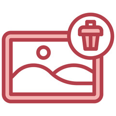BIN red line icon,linear,outline,graphic,illustration