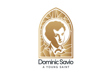 Saint Dominic Savio Logo Vector Stained Glass Catholic Youth Logo